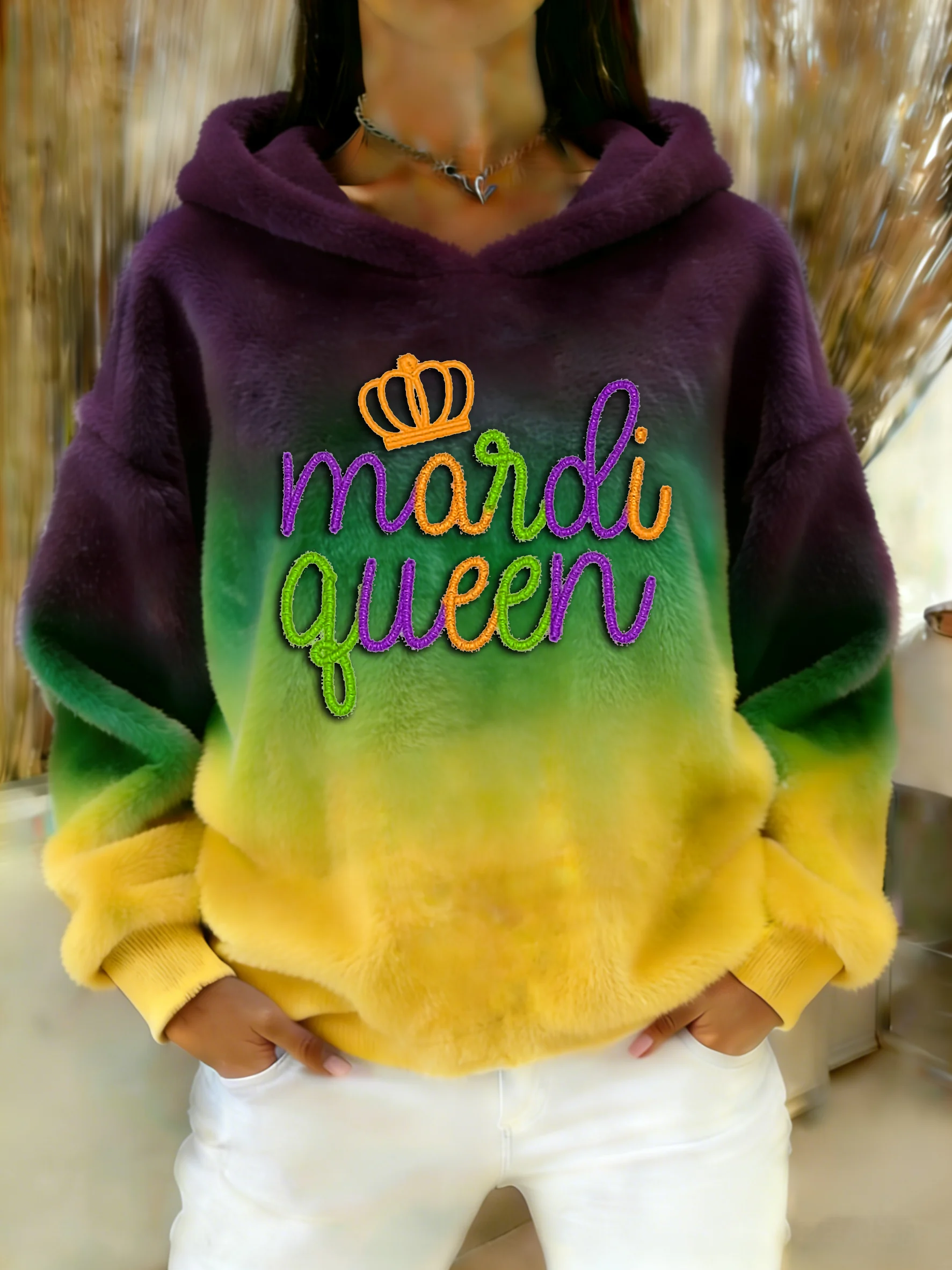 Women's Mardi Gras Art Print Hooded Sweatshirt