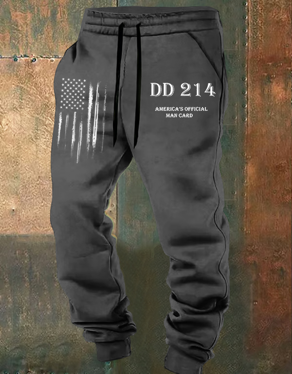 Men's DD214 America Official Man Card Print Casual Sweatpants