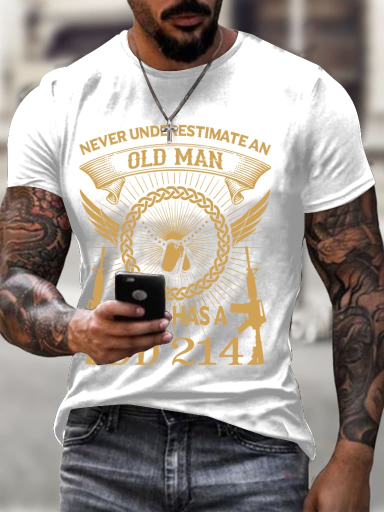 Men's DD-214 Veterans Day Printed Casual Short Sleeve T-Shirt