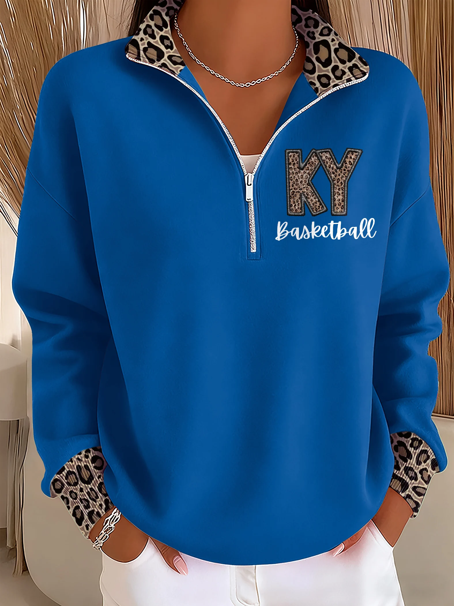 🔥Last Day 49% Off🔥Women's basketball print zip-up stand-collar sweatshirt