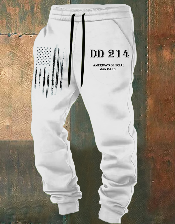 Men's DD214 America Official Man Card Print Casual Sweatpants