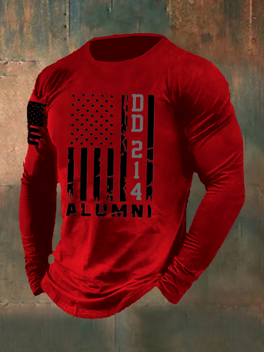 DD-214 Alumni Printed Long Sleeve Cotton T-Shirt