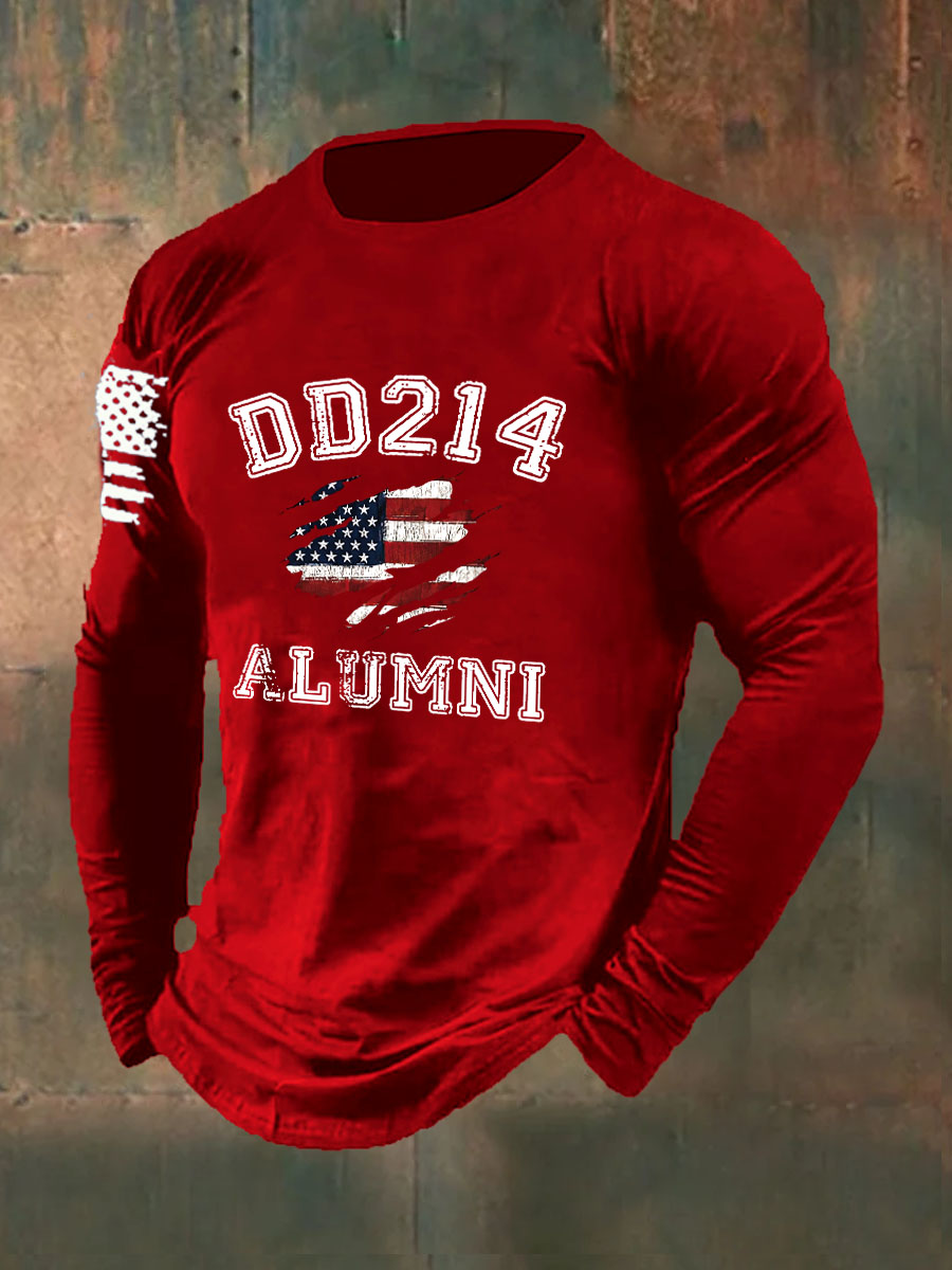 DD-214 Alumni Printed Long Sleeve Cotton T-Shirt