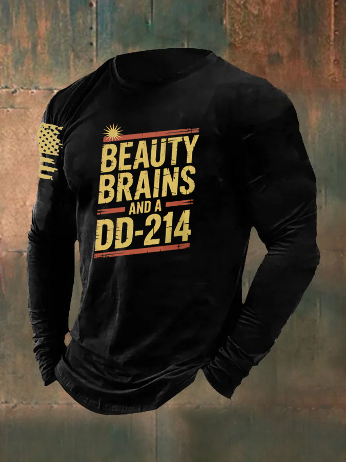 Men's  Beautiful Brains And A DD214 Pattern Long Sleeve T-Shirt