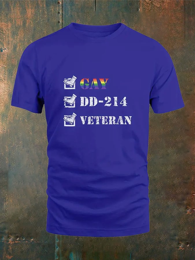 Men's Retro Dd-214 Veteran Print T-Shirt