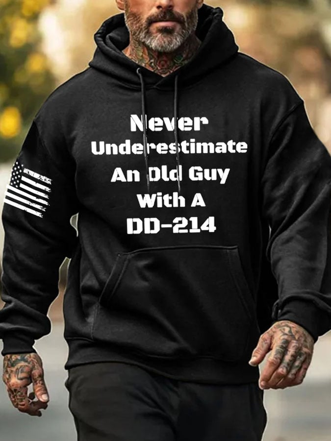 Men's Never Underestimate An Dld Guy With A DD-214 Print Casual Hoodie