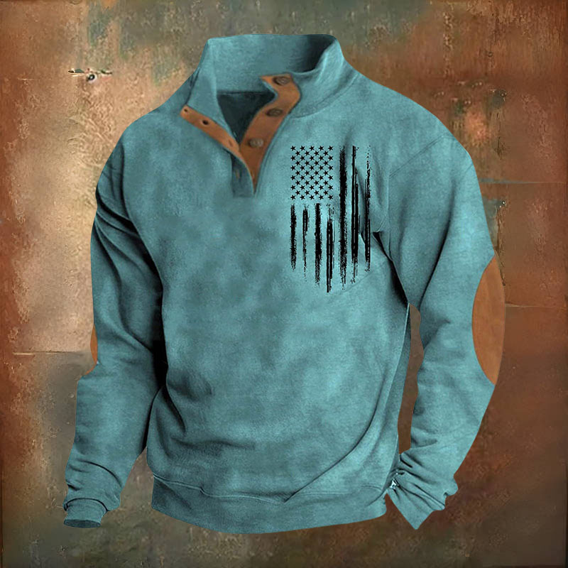 Men's Oversized Sweatshirt Long Sleeve Stand Collar Button Pullover