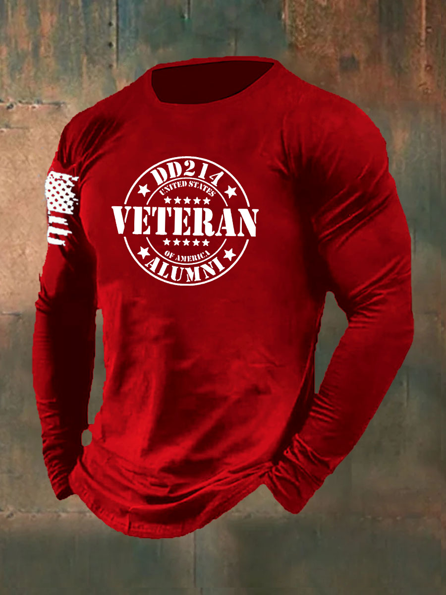 DD-214 Veteran Alumni Printed Long Sleeve Cotton T-Shirt
