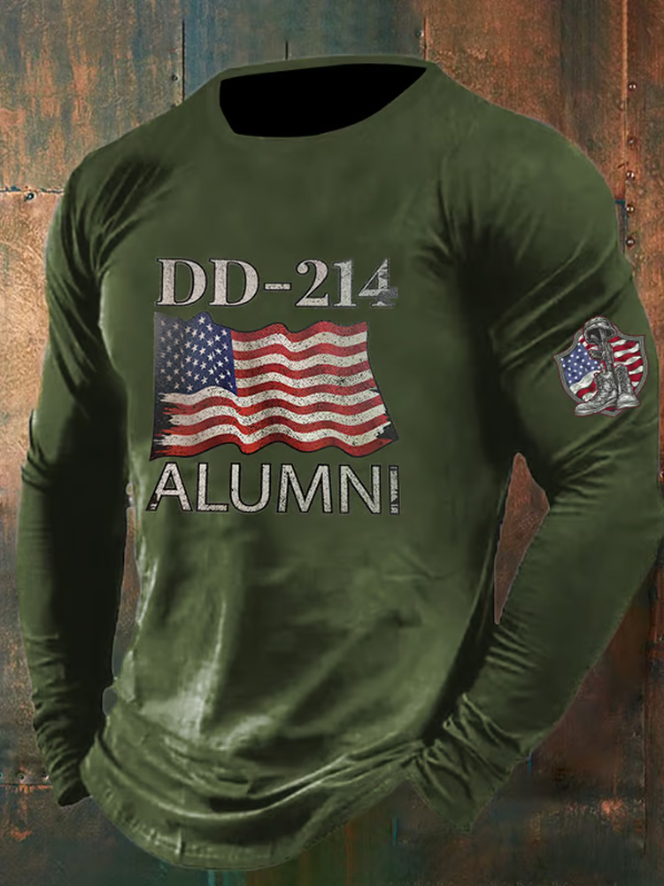 Men's Vintage Dd-214 Flag Print T-Shirt