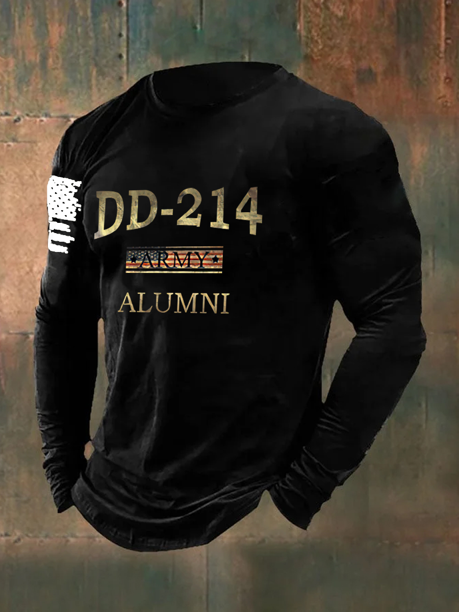 DD-214 Army Alumni Printed Long Sleeve Cotton T-Shirt