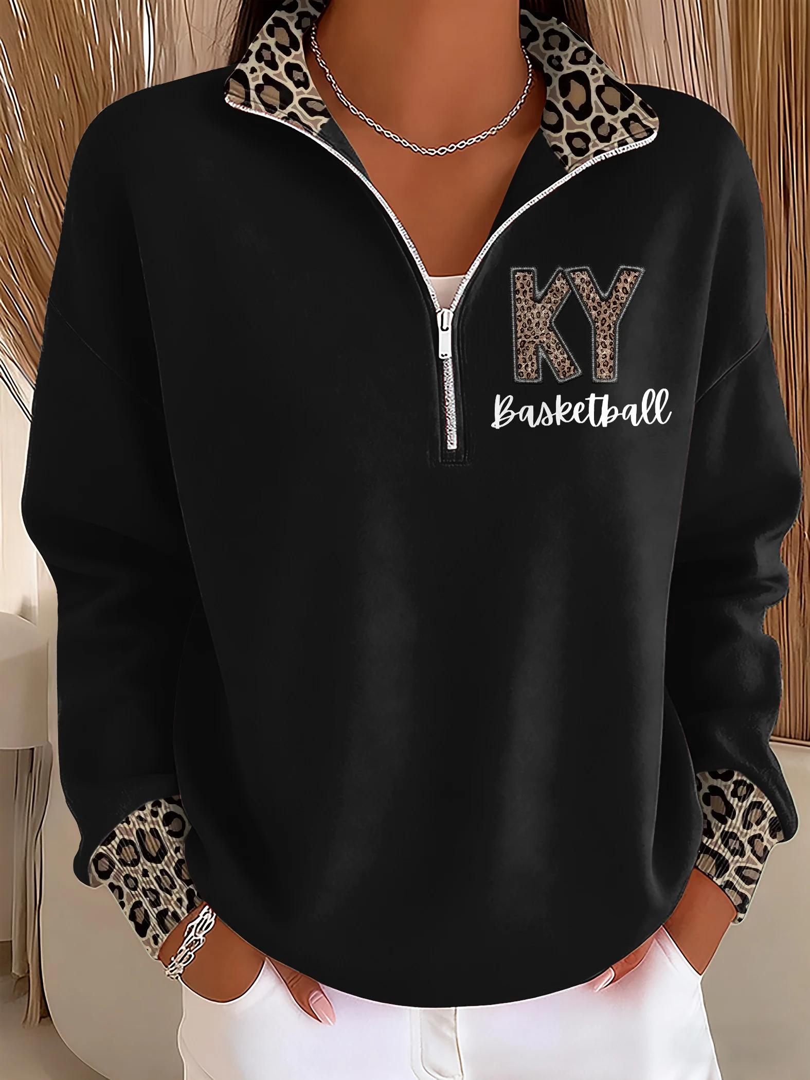 🔥Last Day 49% Off🔥Women's basketball print zip-up stand-collar sweatshirt