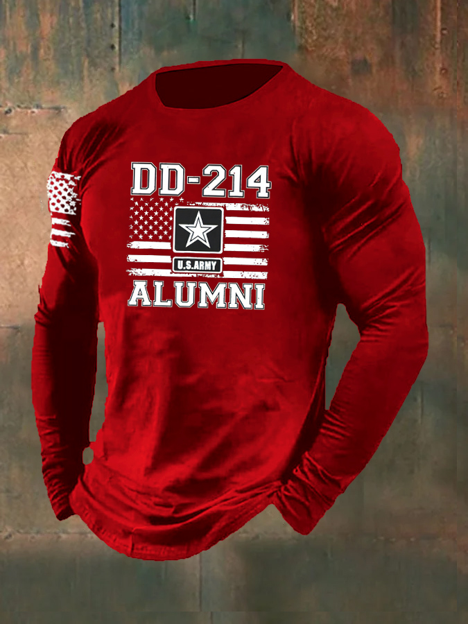 Men's DD214 Alumni Pattern Long Sleeve T-Shirt