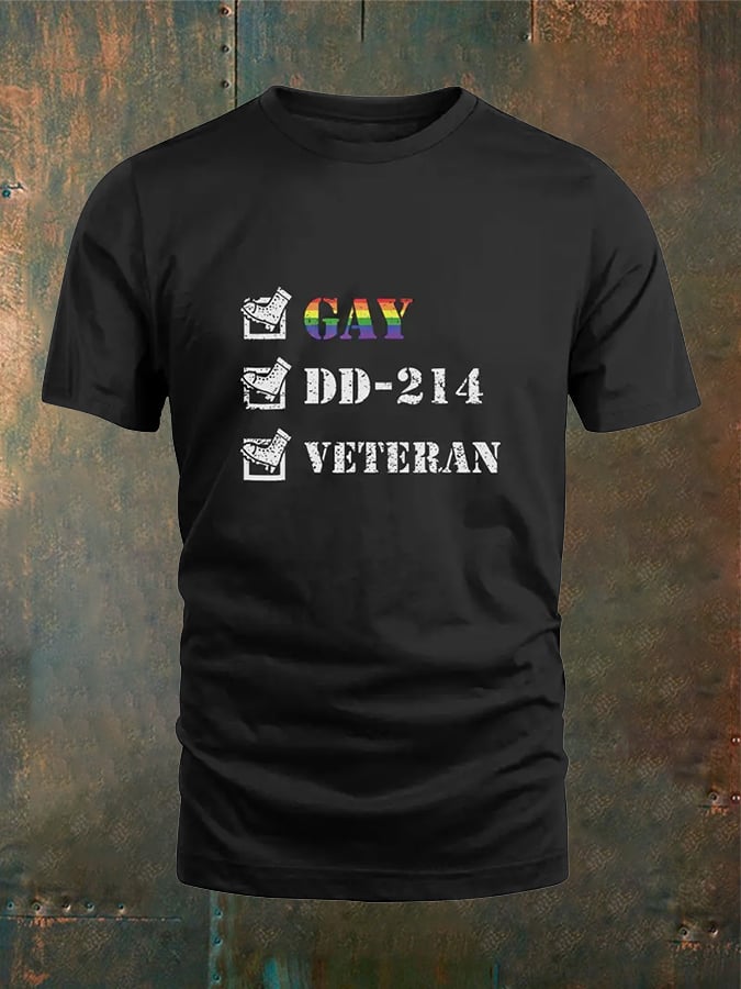 Men's Retro Dd-214 Veteran Print T-Shirt