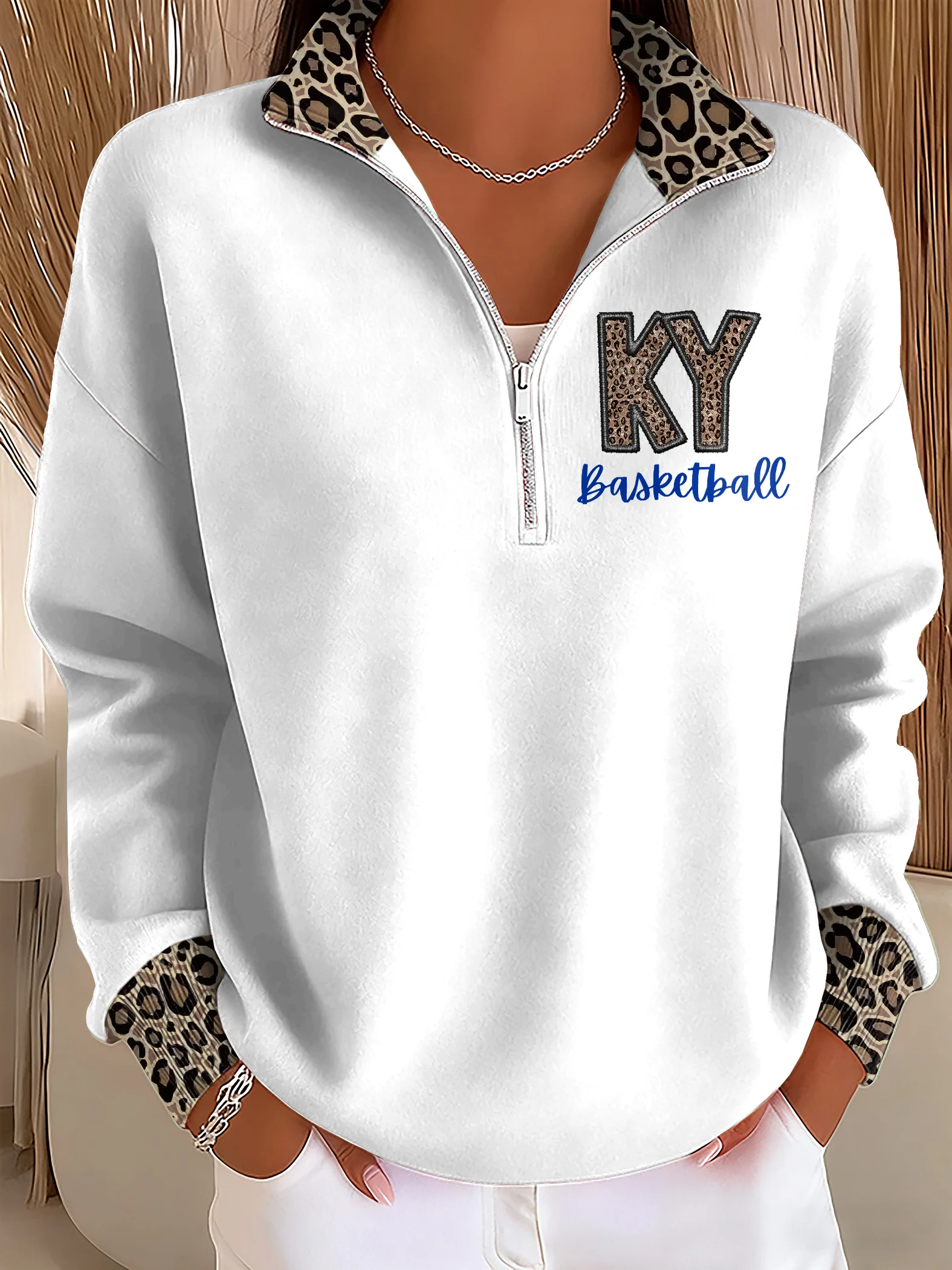🔥Last Day 49% Off🔥Women's basketball print zip-up stand-collar sweatshirt