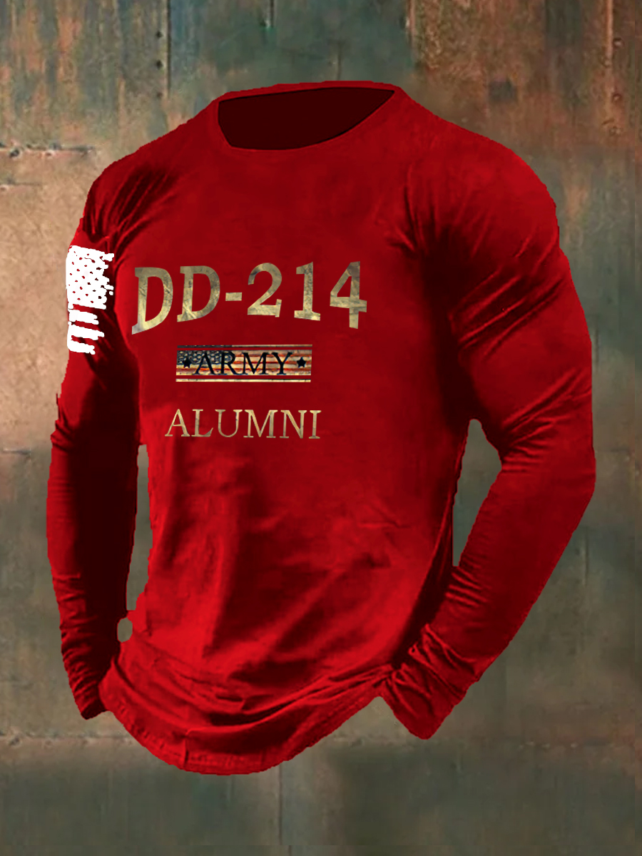 DD-214 Army Alumni Printed Long Sleeve Cotton T-Shirt