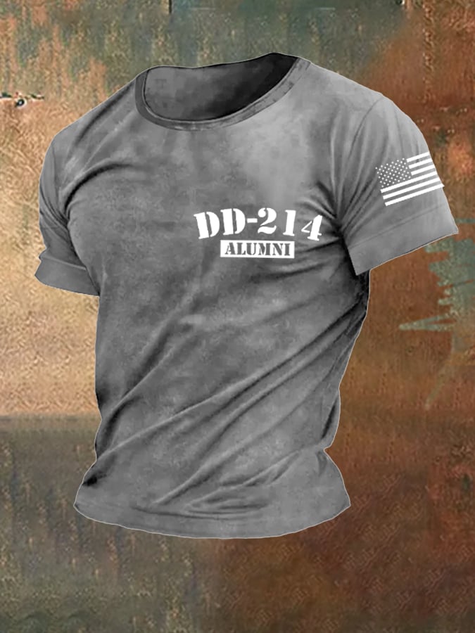 Men's retro DD-214 retired military pure cotton printed T-shirt
