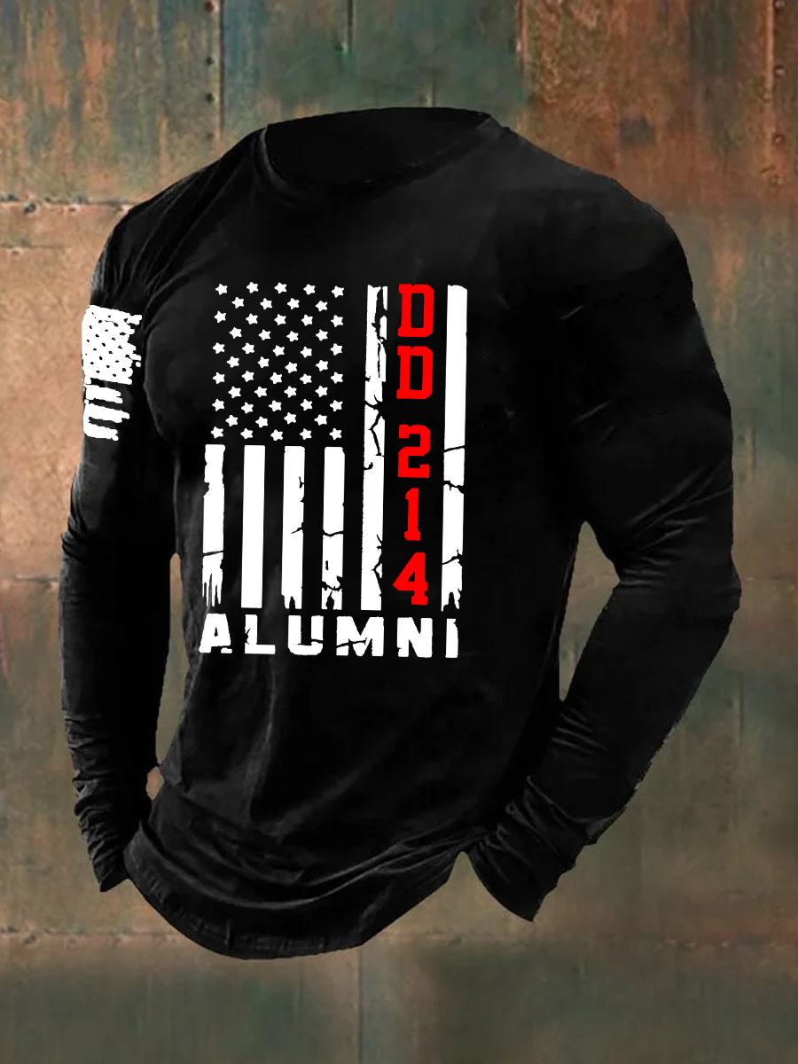 DD-214 Alumni Printed Long Sleeve Cotton T-Shirt