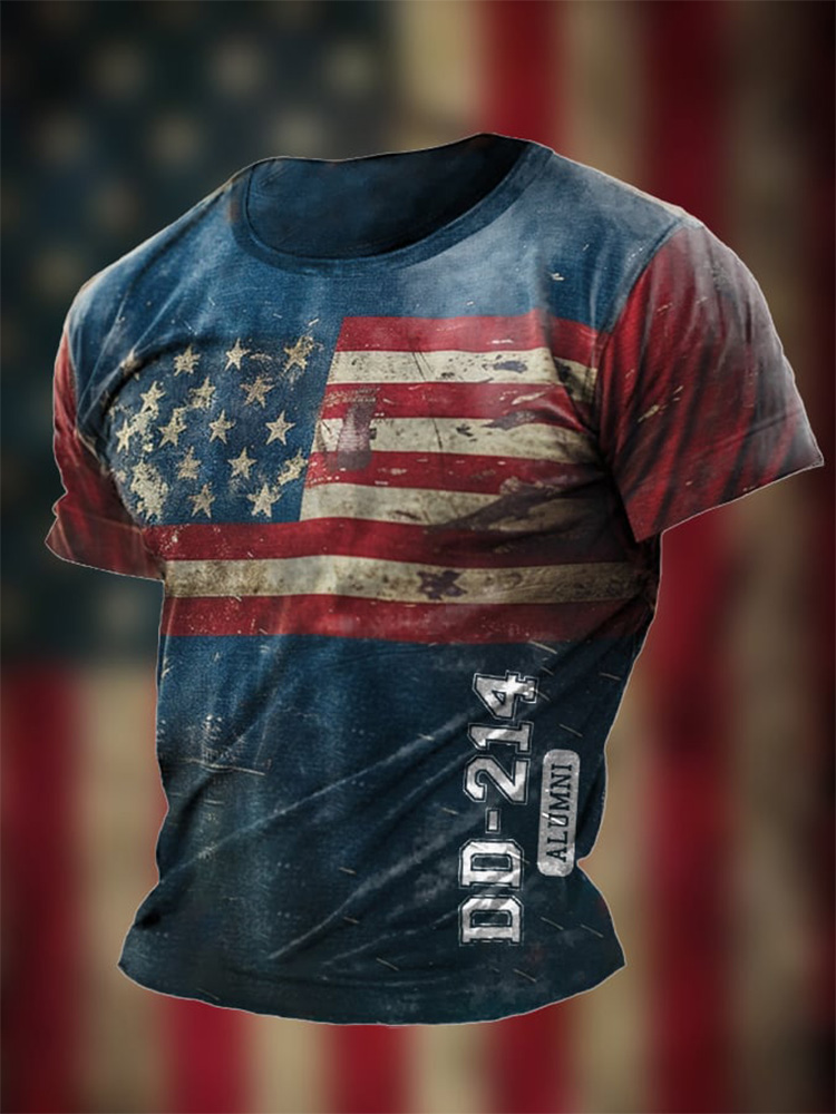 Men's Vintage Us Military Dd-214 Veteran Print T-Shirt