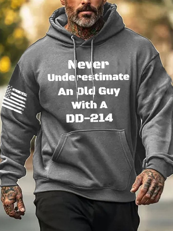 Men's Never Underestimate An Dld Guy With A DD-214 Print Casual Hoodie