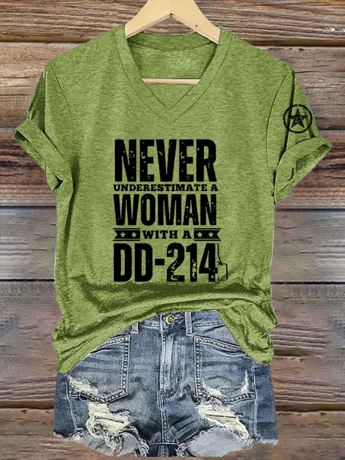 Women's Veterans Day DD-214 Printed Casual T-Shirt