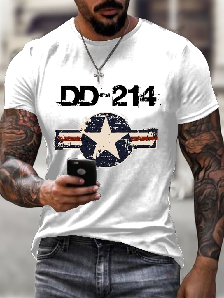 Men's DD-214 Veterans Day Printed Casual Short Sleeve T-Shirt
