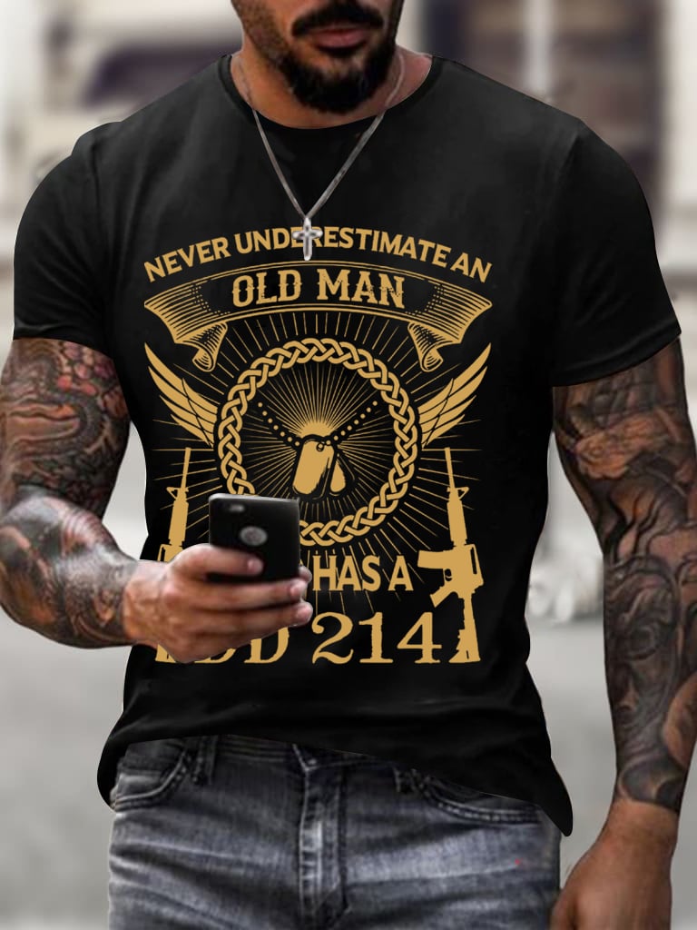 Men's DD-214 Veterans Day Printed Casual Short Sleeve T-Shirt