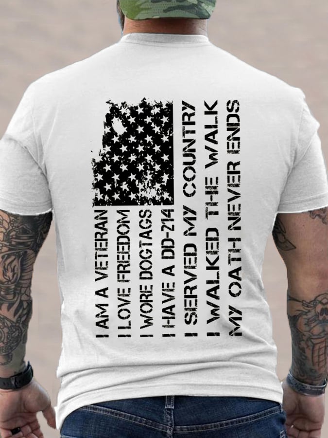 Men's Veteran DD 214 Flag Print T-Shirt