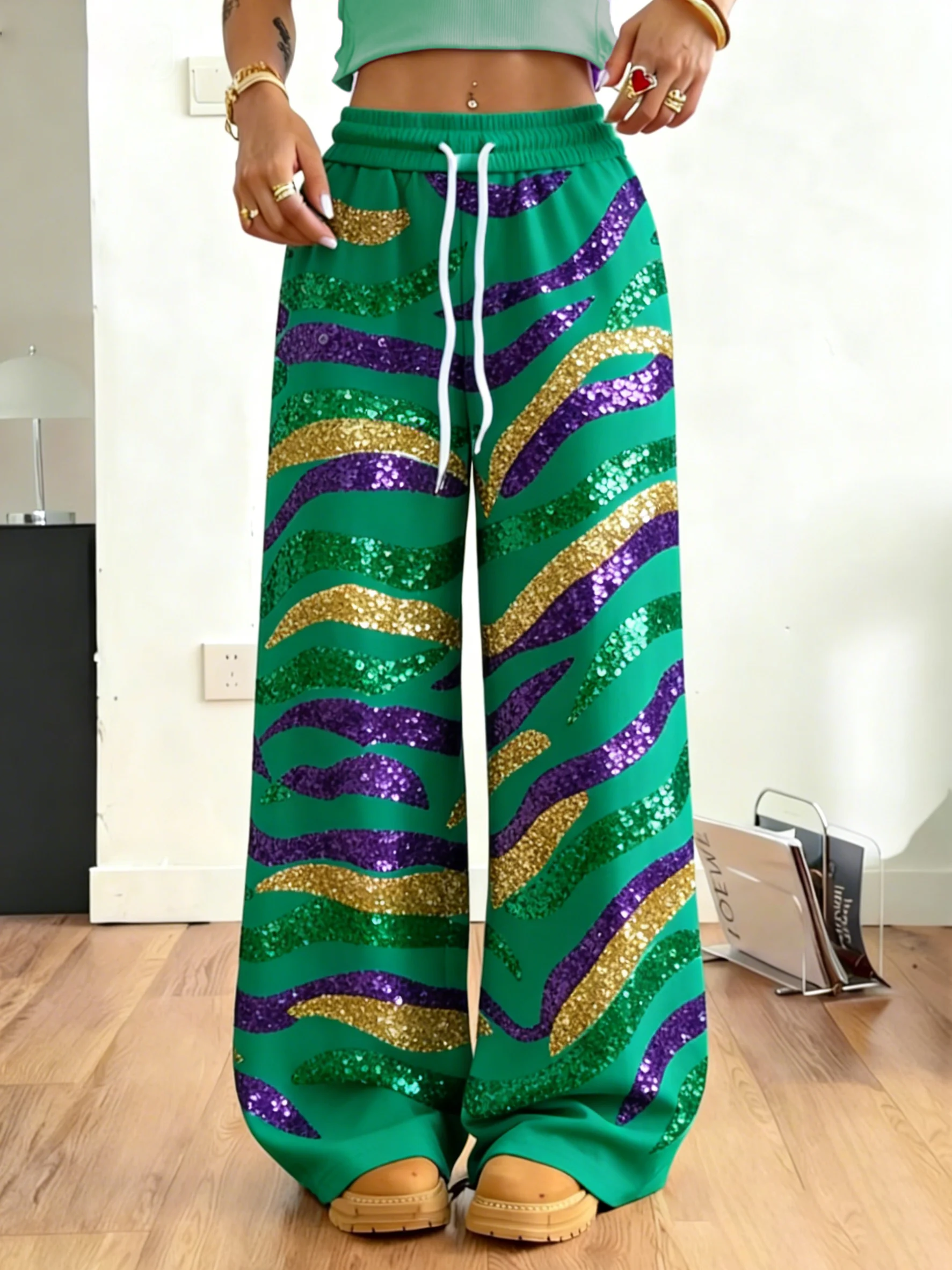 Women's casual fashion Mardi Gras tiger print sweatshirt