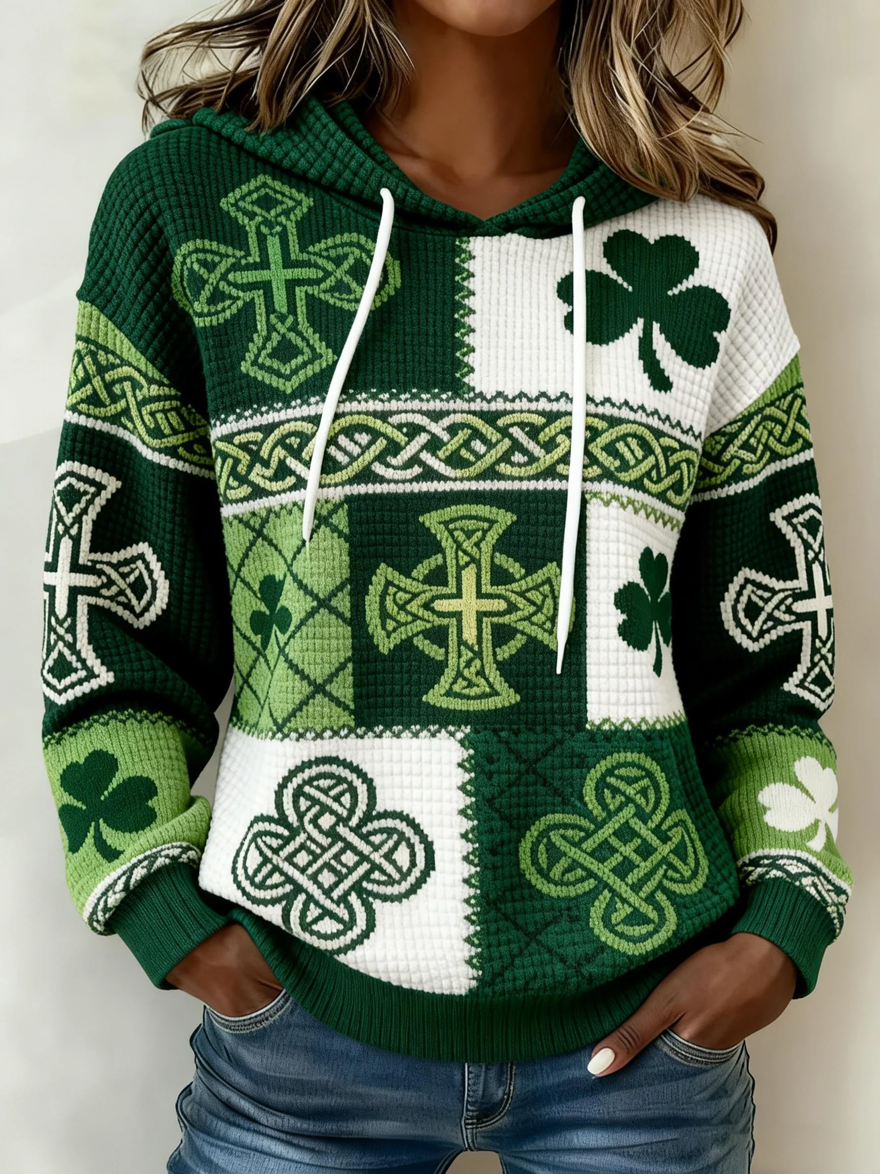 Women's St. Patrick's Day Shamrock Art Print Hoodie