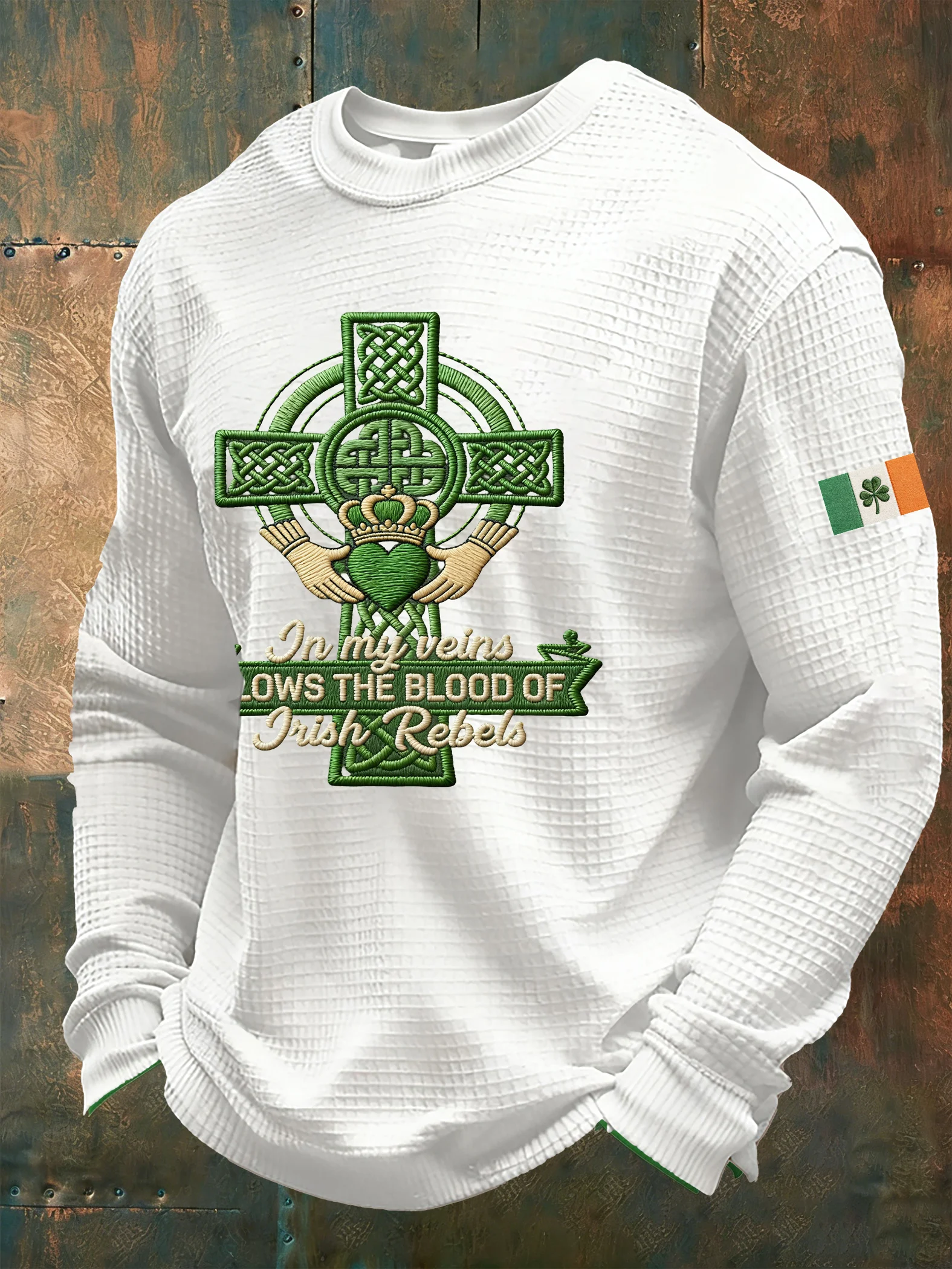 Men's St. Patrick's Day Printed Waffle T-Shirt