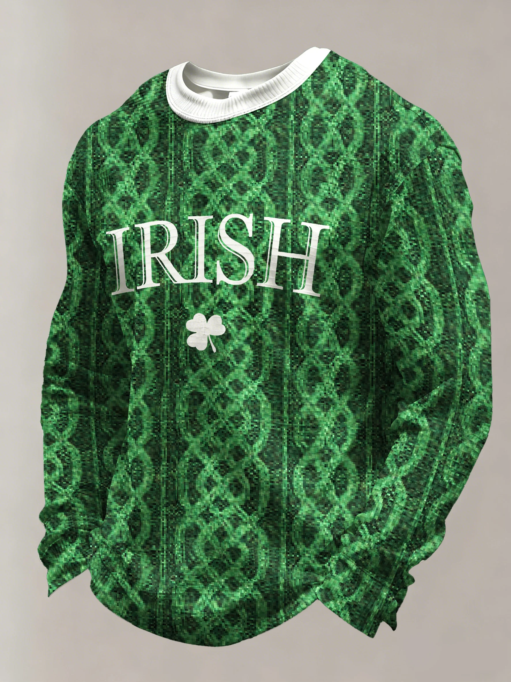 Men's St Patrick Printed Casual Long-Sleeved Top