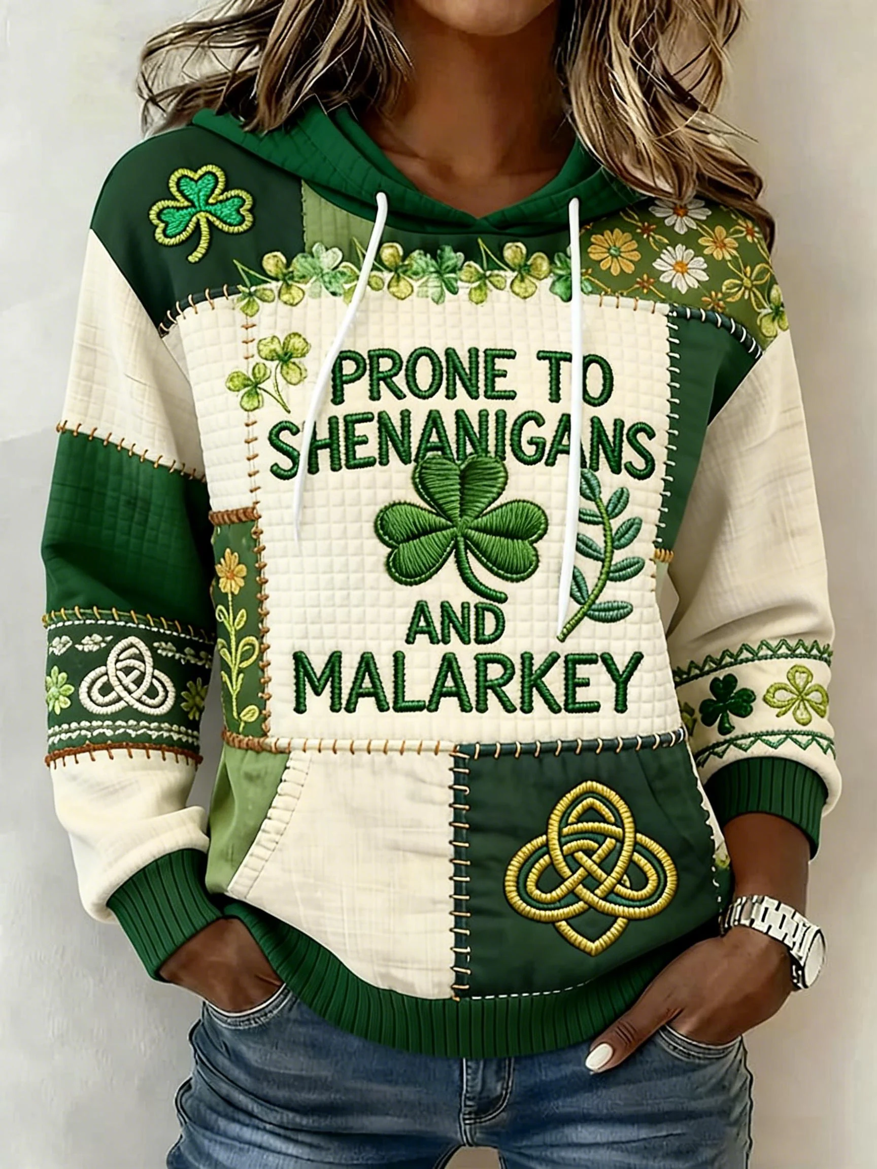 Women's St. Patrick's Day Shamrock Art Print Hoodie