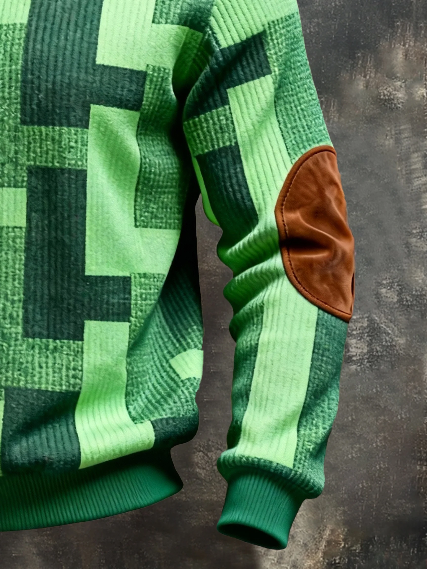 Men's Vintage Color-Block Printed Zip-Up Hoodie