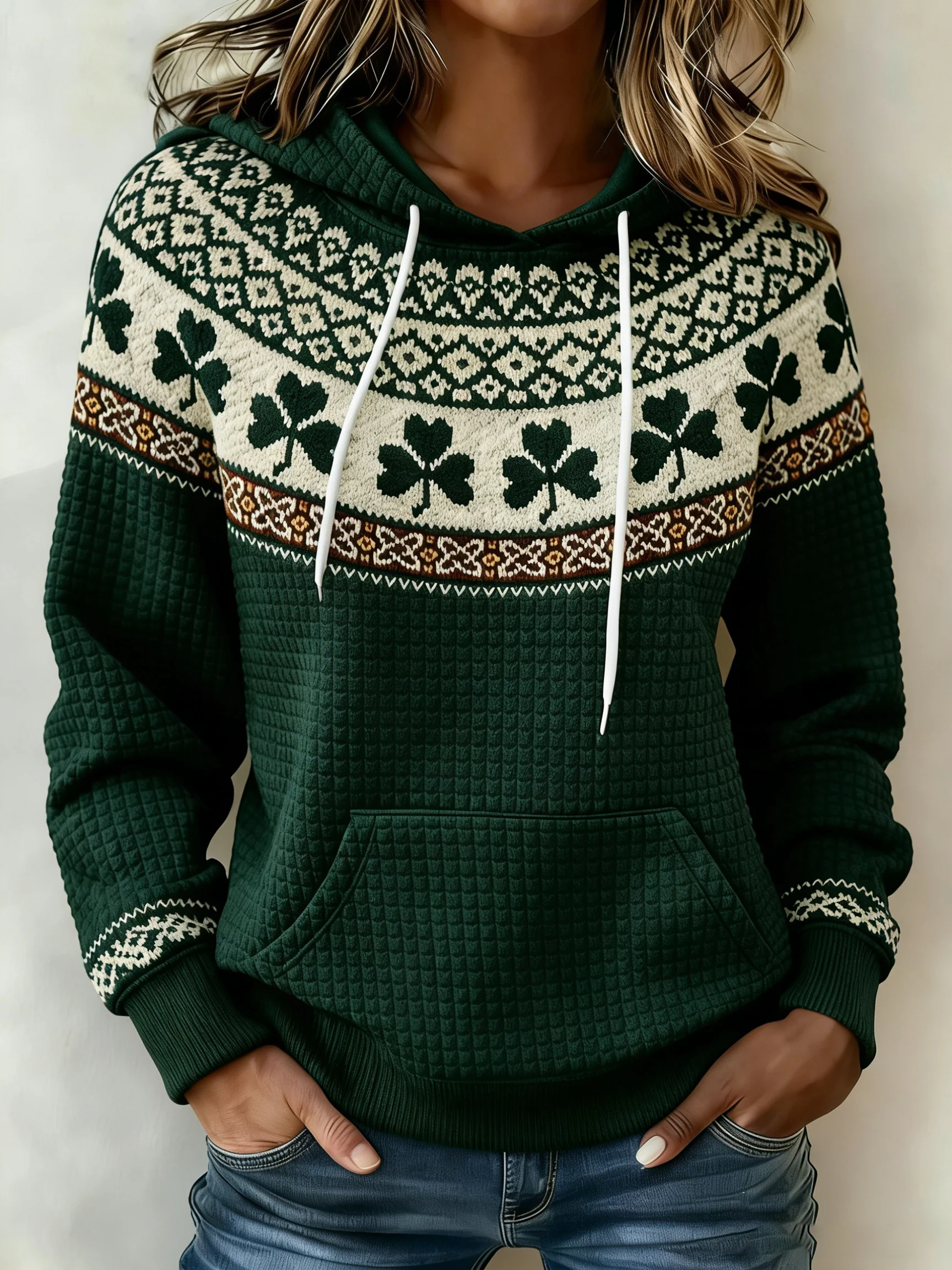 Women's St. Patrick's Day Shamrock Art Print Hoodie