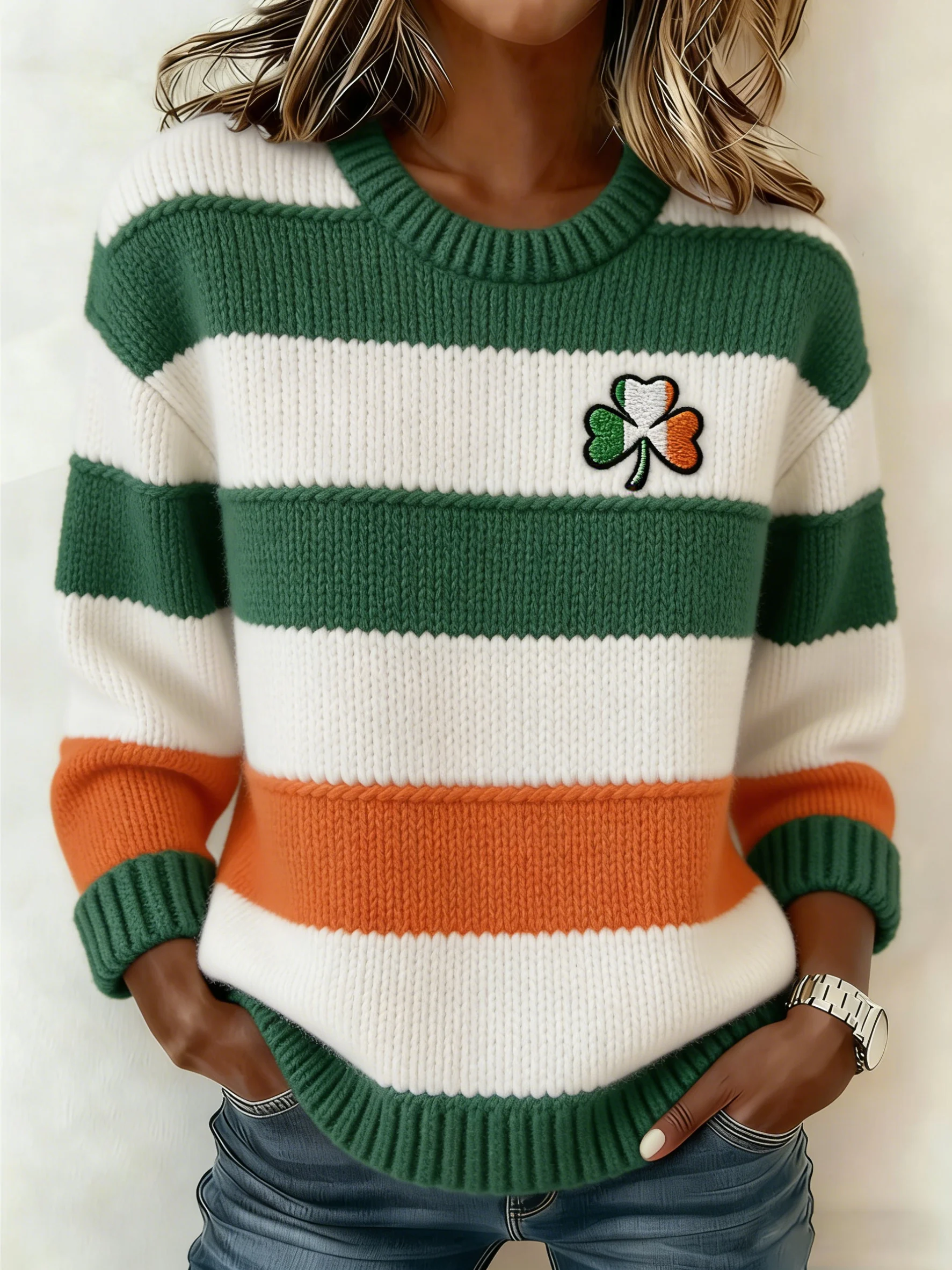 Women's Retro St. Patrick's Day Print Sweater