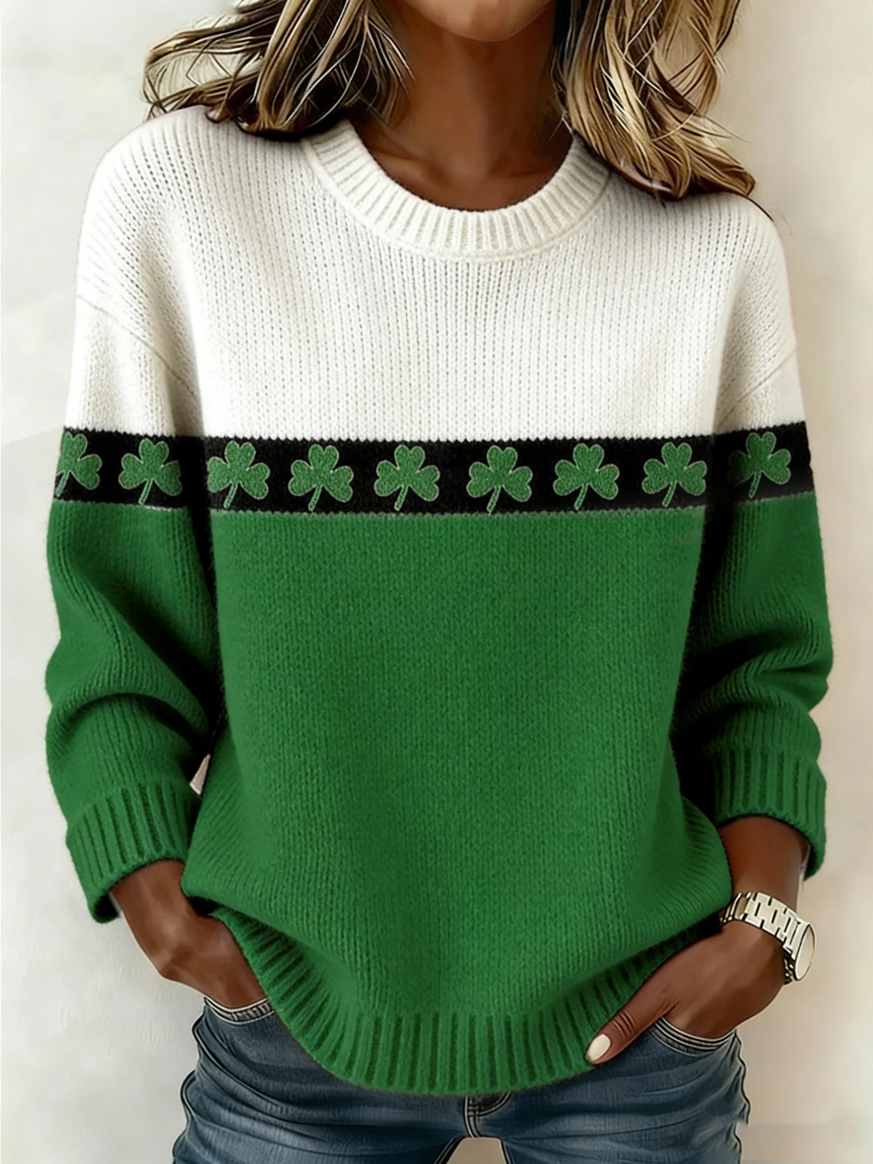 Women's Retro St. Patrick's Day Print Sweater