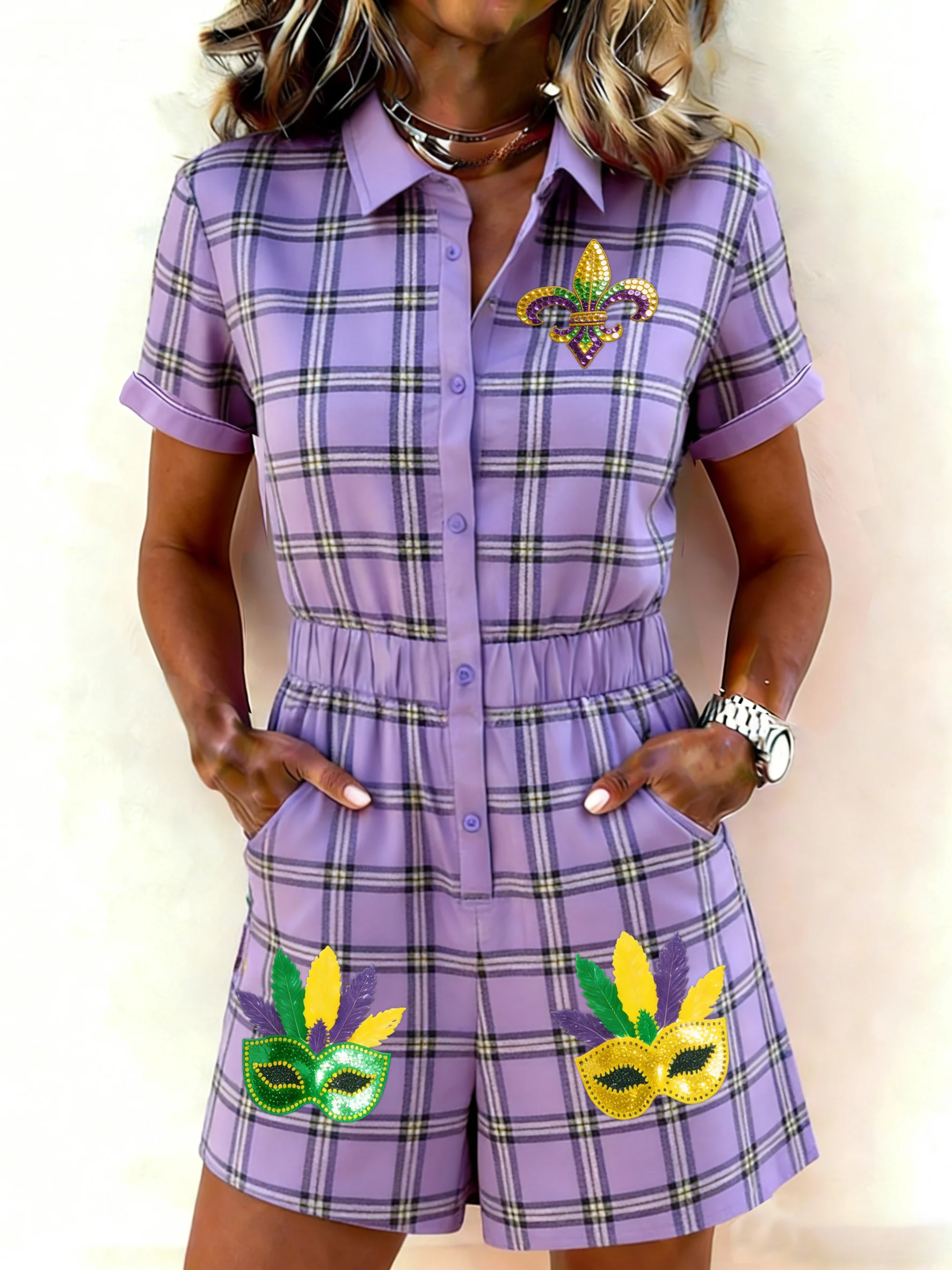 Women's casual Mardi Gras jumpsuit