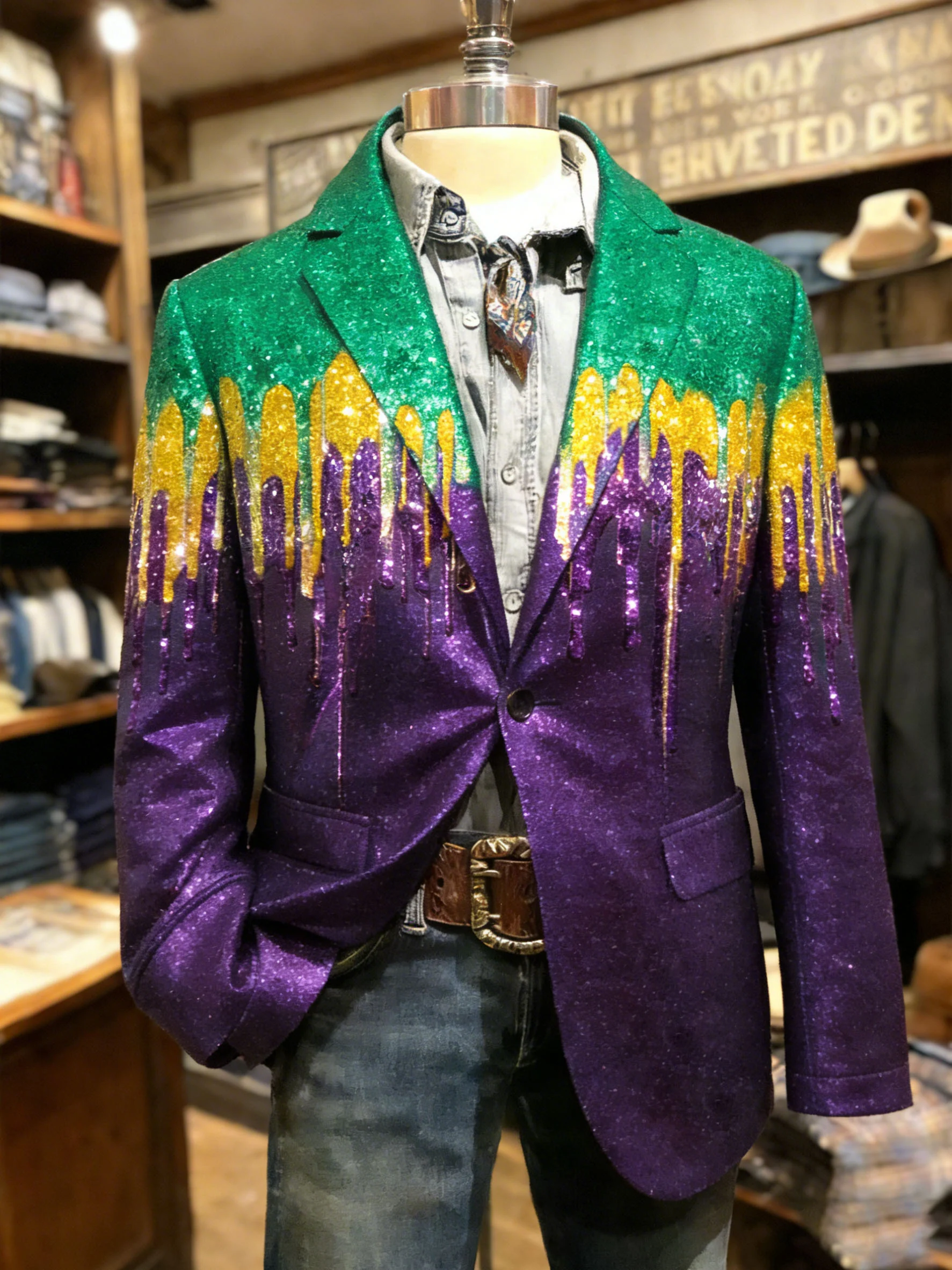Men's Retro Mardi Gras Printed Casual Suit