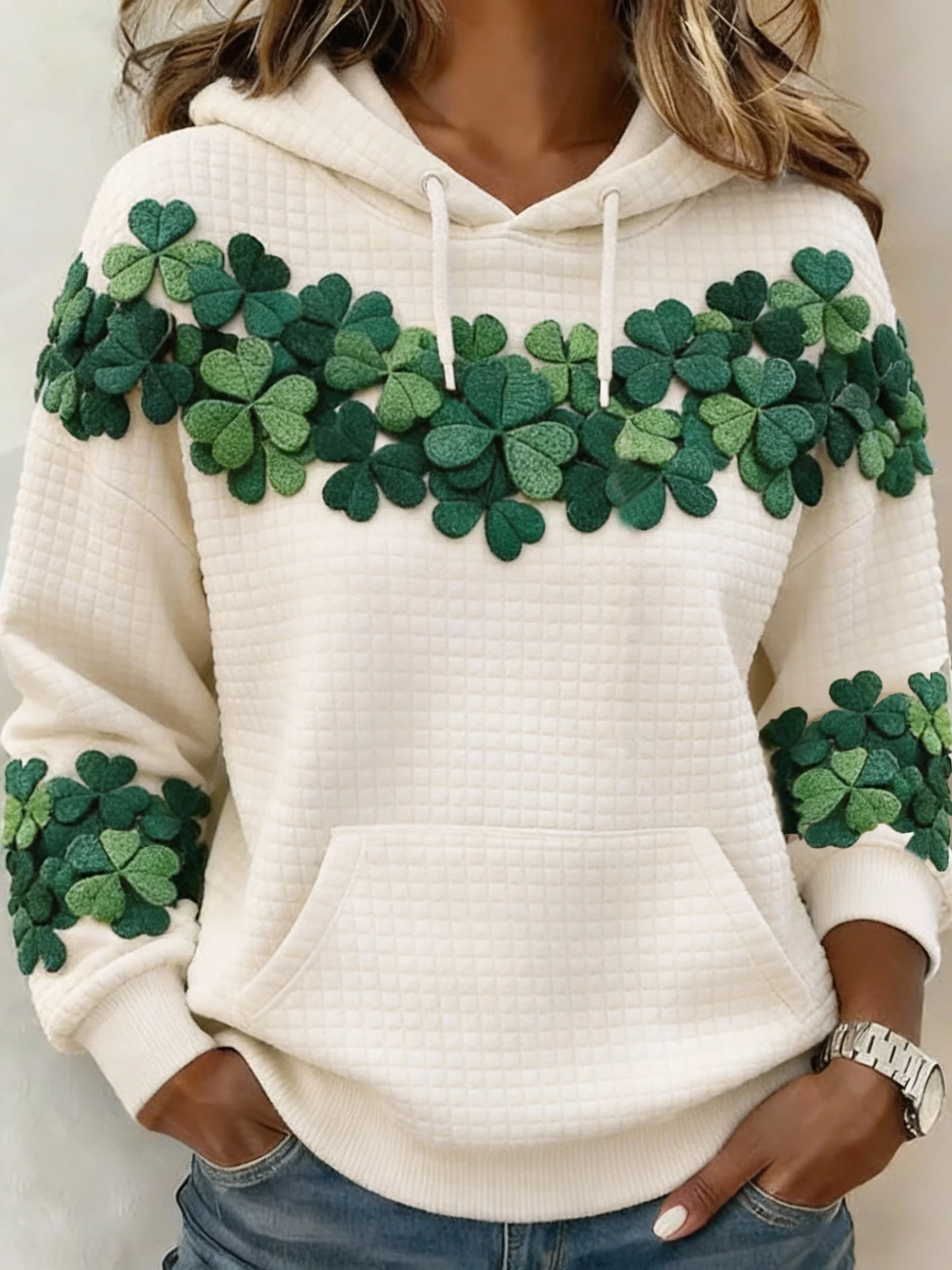 Women's St. Patrick's Day Shamrock Art Print Hoodie