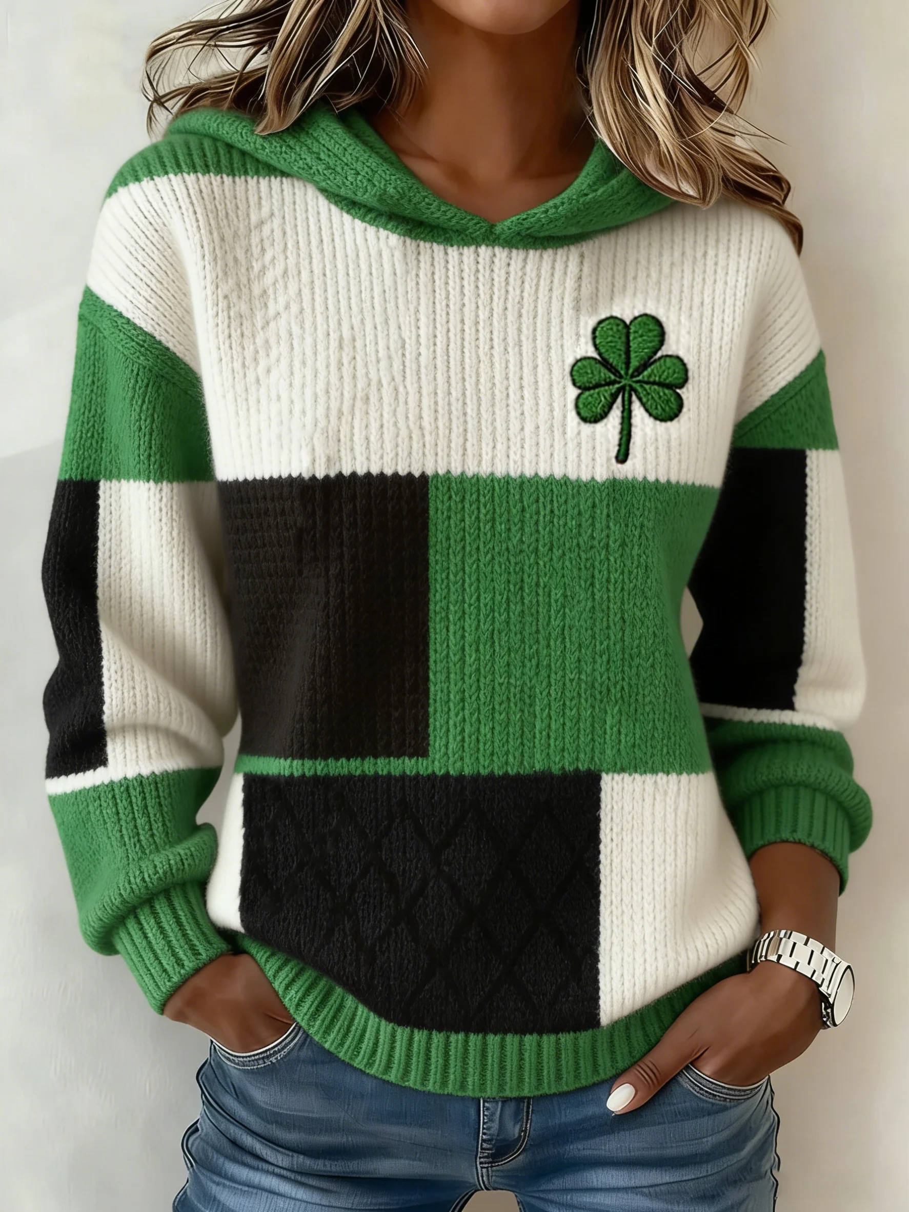 Women'S St. Patrick'S Day Shamrock Art Print Hoodie