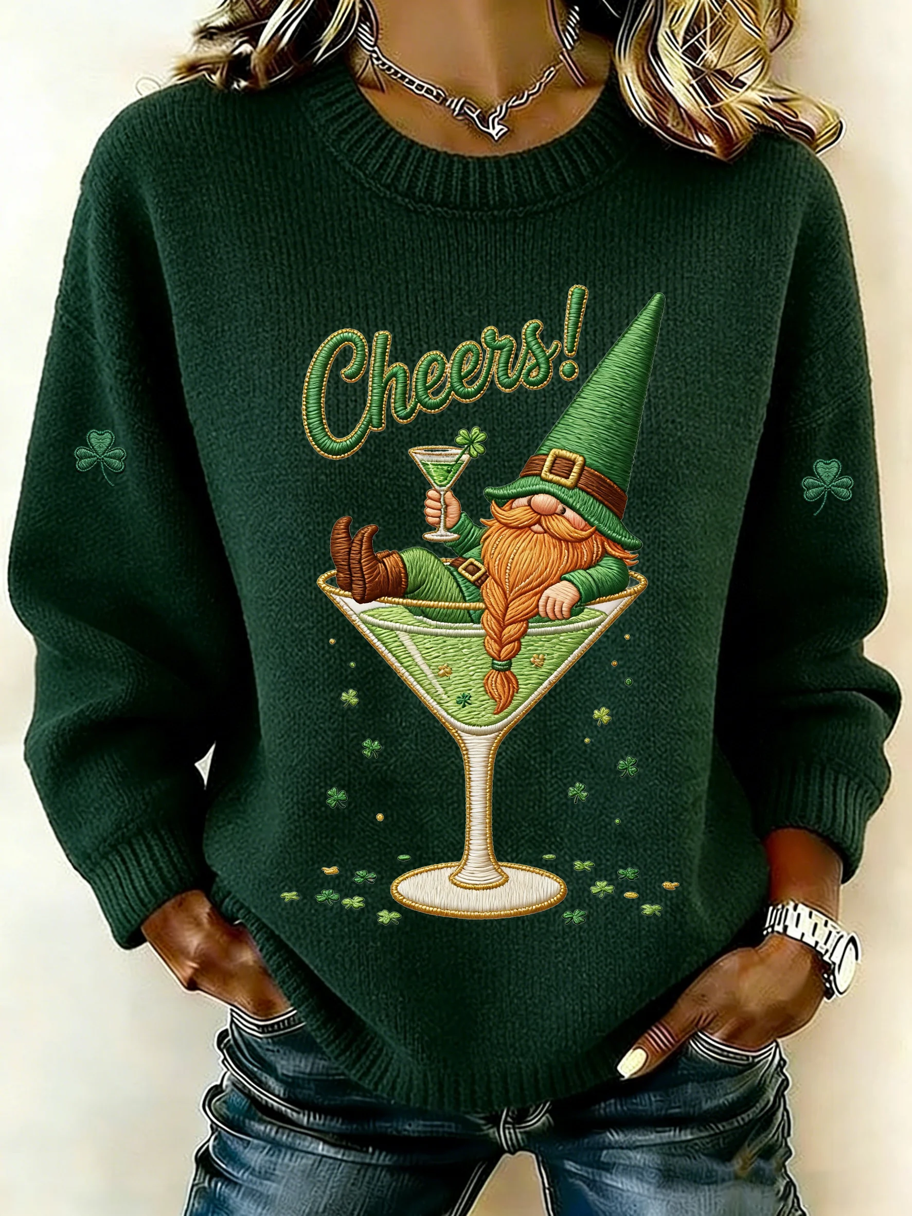 Women's St. Patrick's Day Printed Crew Neck Top