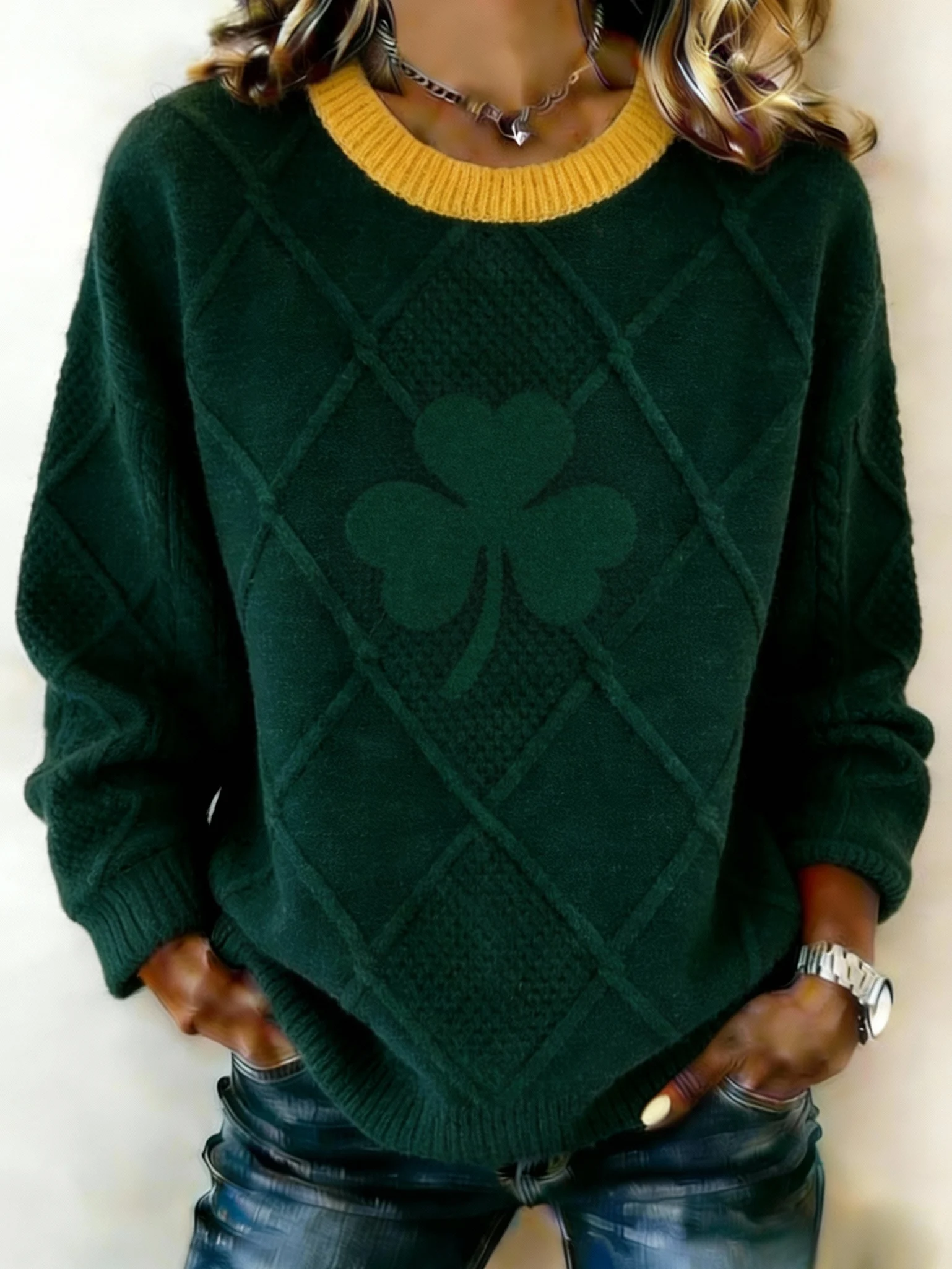 Women's St Patrick Print Knit Sweater