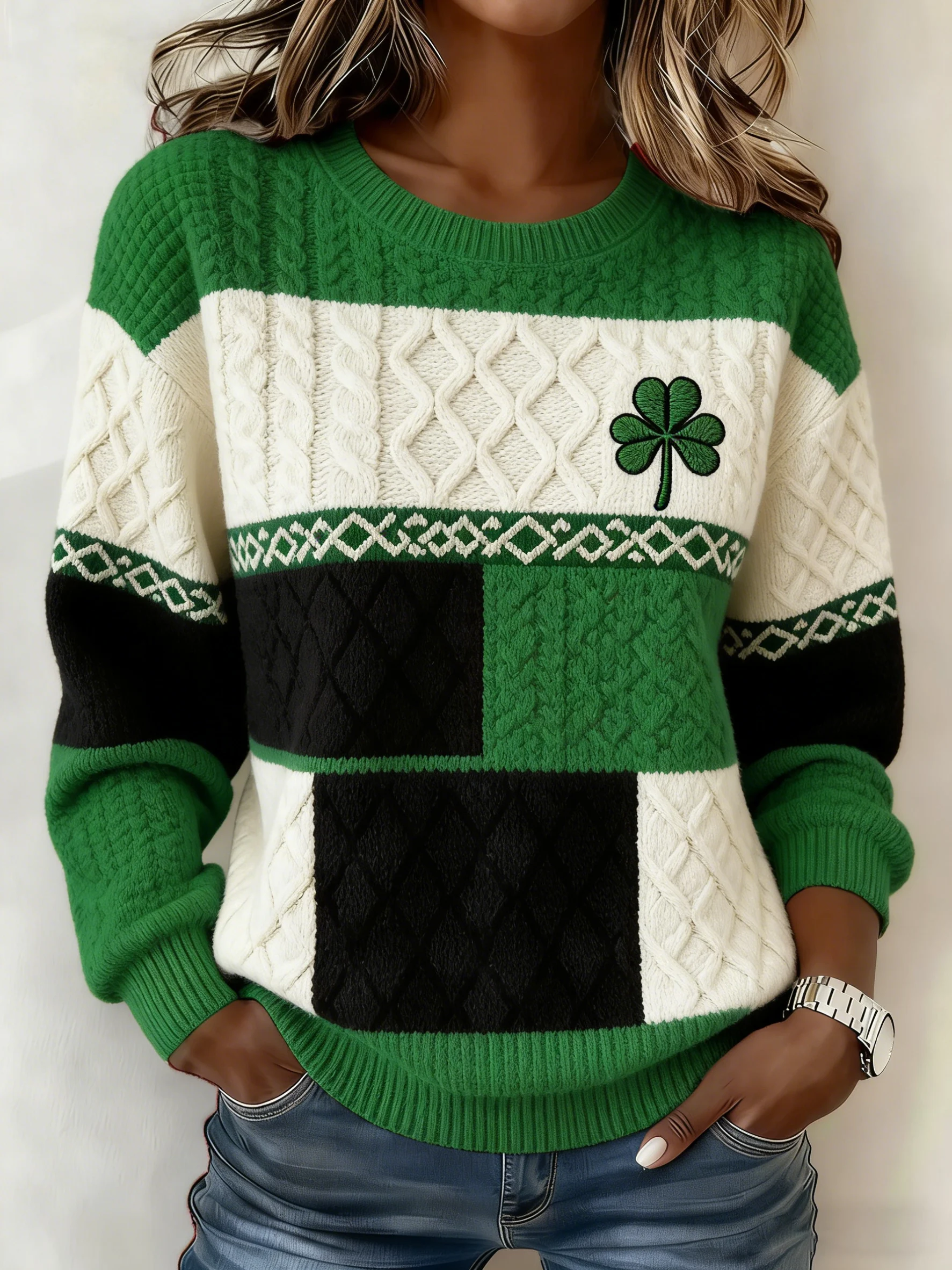 Women's Retro St. Patrick's Day Print Sweater