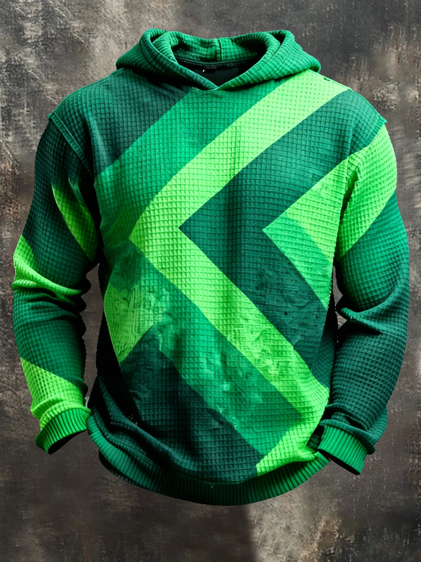 Men's Vintage Color-Block Printed Zip-Up Hoodie