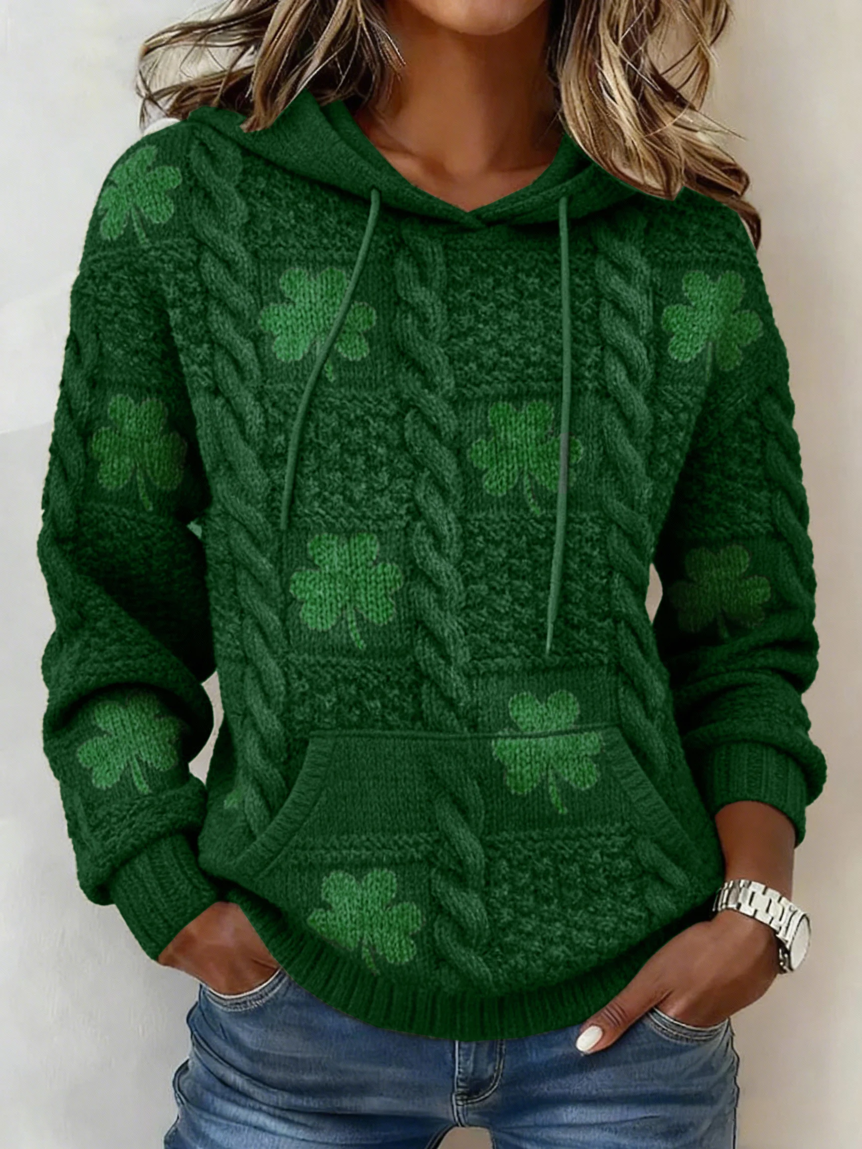 Women's St. Patrick's Day Shamrock Art Print Hoodie