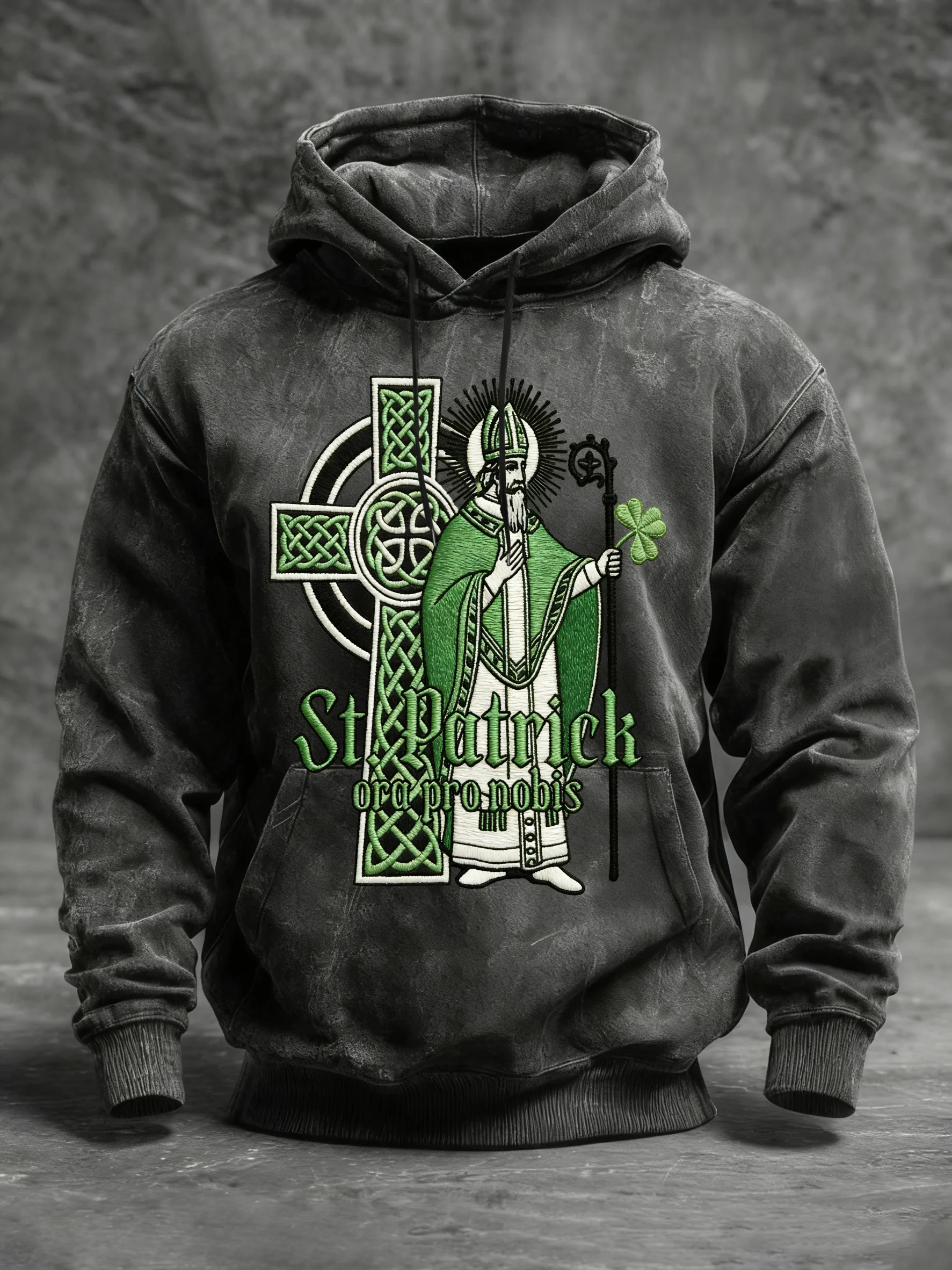 Men's Retro St. Patrick's Day Shamrock Print Hooded Sweatshirt