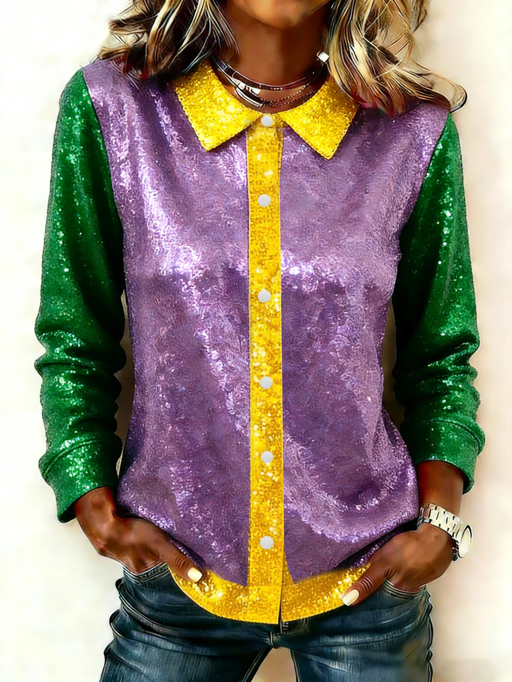 Women's Mardi Gras Printed Shirt