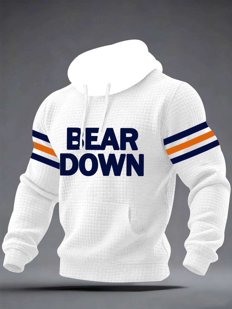 Men's Bear Down Football Fans Gameday Casual Checkered Hoodie