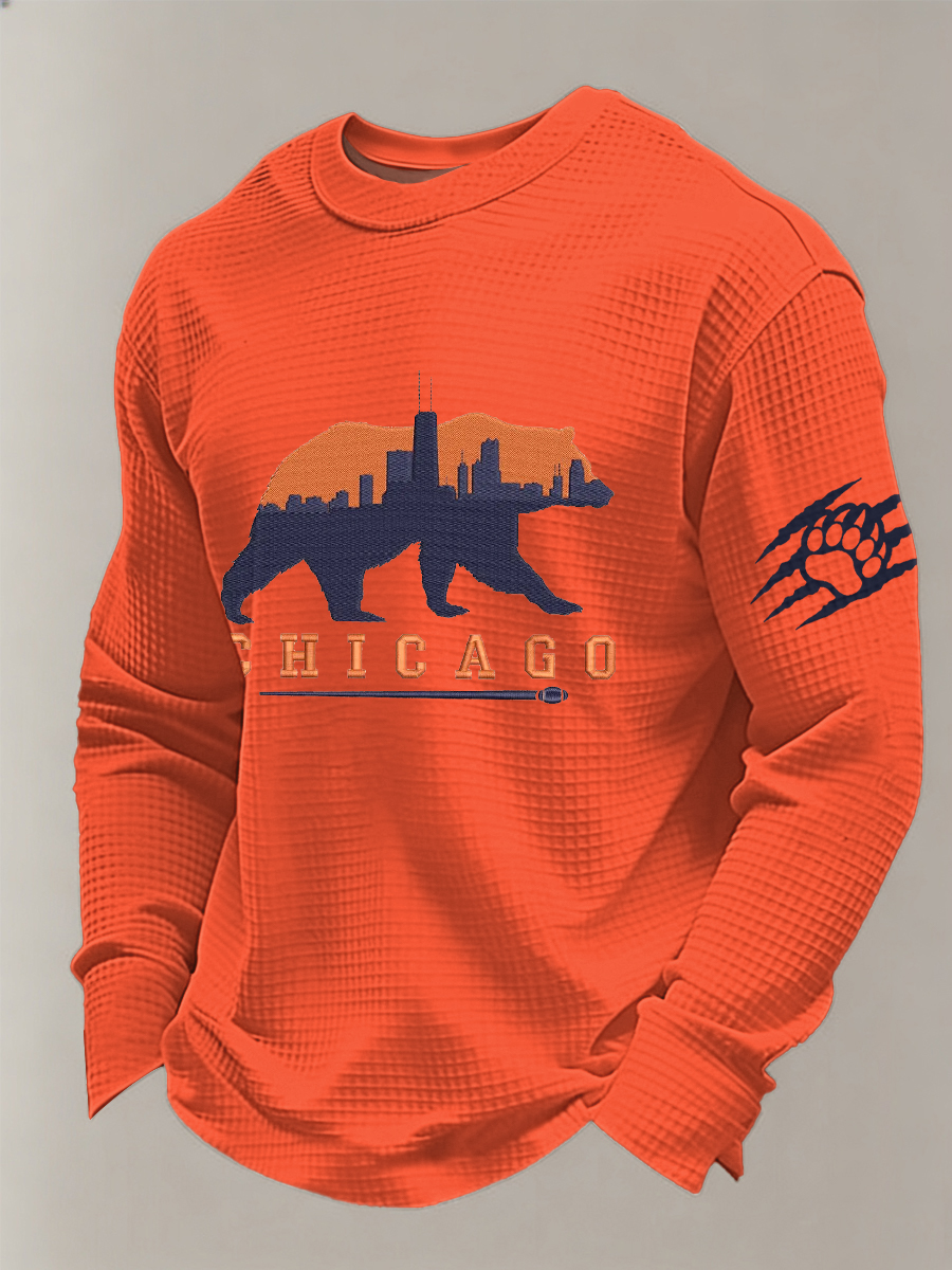 Men's Football Fans Gameday Casual Waffle Sweatshirt