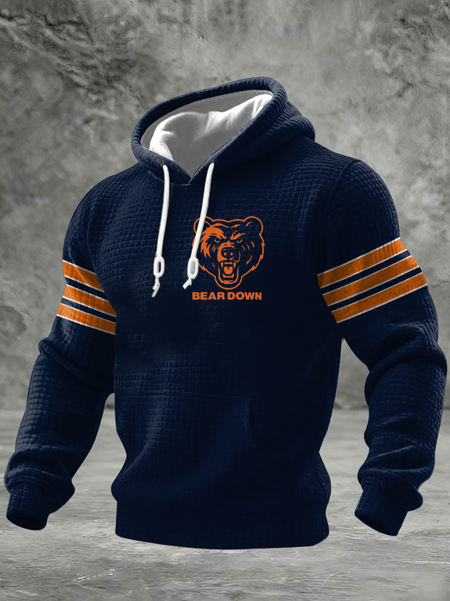 Men's Football Fans Gameday Casual Checkered Cotton Hoodie